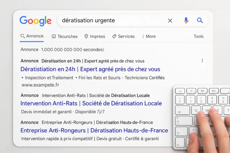 Campagne Google Ads dératisation – annonces locales pour dératiseur